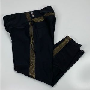 RBX Womens Activewear Bottoms Black Gold Stripe Sm